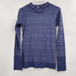 Lululemon Womens Rest Less Long Sleeve Hooded Top Size 8 Gatsby Blue Workout Top